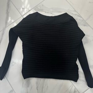 Black Ribbed Knit Sweater